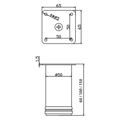 Nábytk.noha Fi50, inox 