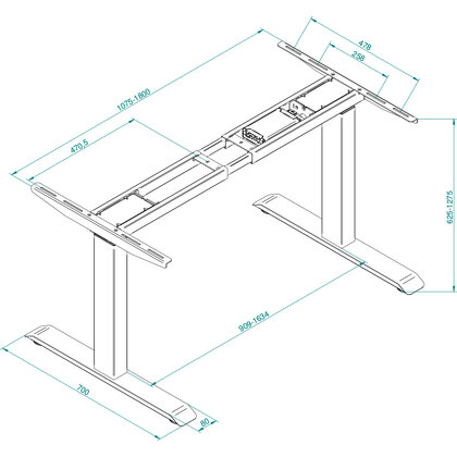 Kancelárska podnož FUTURO elektr. nastavitelná (625mm-1275mm), rovná / Rejs Kancelárska podnož FUTURO elektr. nastavitelná (625mm-1275mm), rovná / Rejs
