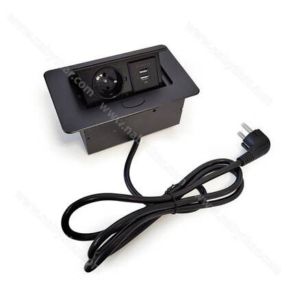 Stolová vyklápacia 1x 230V +2x USB-A, čierna mat. s káblom 1,7 m Stolová vyklápacia 1x 230V +2x USB-A, čierna mat. s káblom 1,7 m