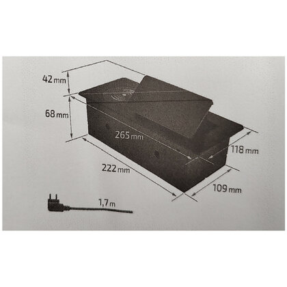 Stolová vyklápacia 1x 230V +2x USB-A+ bezdrôtová nabíjačka, biela mat. s káblom 2 m