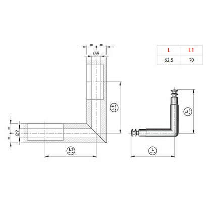 Tiahlo 90°  k excentru D35,M8-L62,5x62,5 zin SPIRAL LOCK Tiahlo 90°  k excentru D35,M8-L62,5x62,5 zin SPIRAL LOCK