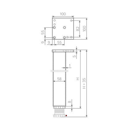 Stol.noha alu 60x60/710/R, čierna mat  / LC