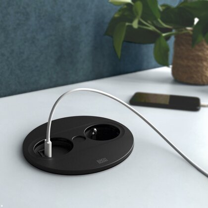 Stol.otoč.zásuvka TWIST 2 946.106 1x zásuvka 230V + USB A/C 22W + 2m napájací kábel,čierna matná