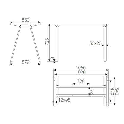 Kancel. podnož SR104 ,v:725 mm, š:1060 mm, čierna matná   / Gamet