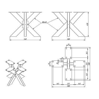 Podnož 2X, na konferenčný stolík ,v:430x580, čierny mat 