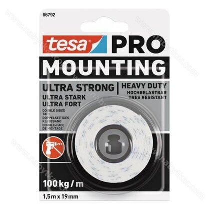 Montážna páska Ultra Strong. 1,5m x 19mm , biela  /TESA