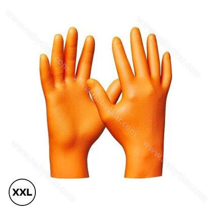 Jednorázové rukavice oranžová Nitril Ultra Grip nepudrované vel.XXL 50 kusov