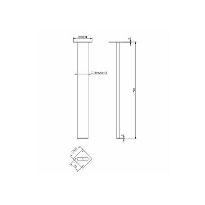 Noha stolová SR105-720 čierna matná /Gamet 