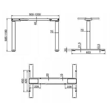 Kancelárska podnož FUTURO COMPAKT elektr. nastavitelná (685mm-1180mm), rovná, BIELA / Rejs