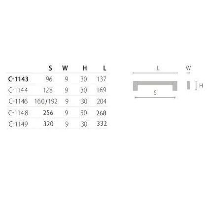 Madlo 256 mm TECHNO nový typ, čierny mat. /C-1148.P.61