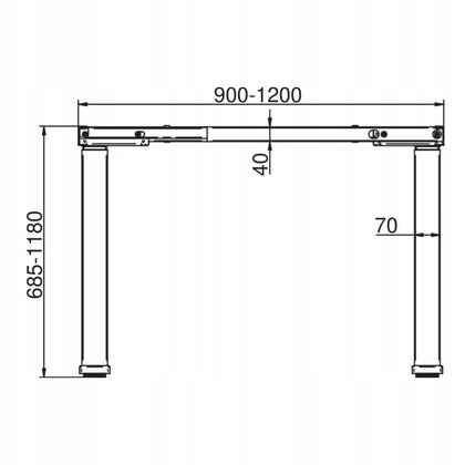 Kancelárska podnož FUTURO COMPAKT elektr. nastavitelná (685mm-1180mm), rovná, Čierna / Rejs