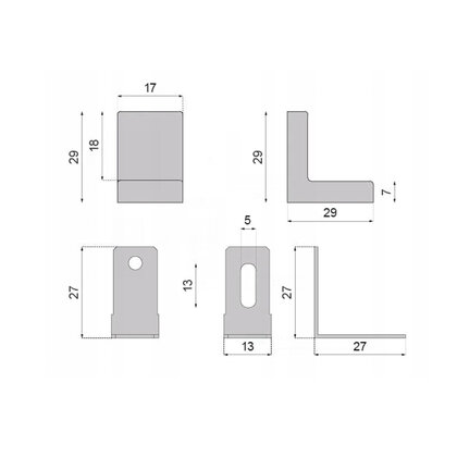 Uholník kov. jednorad. dier. - krytka Kašmír typu L 1bal=100ks