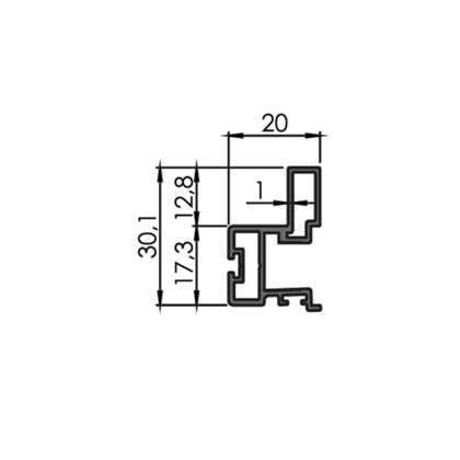 Madlo TWIN FLAT 84204 2,7m biela matná,na nasúv.šteninu /Laguna