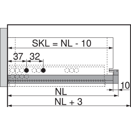 Skrytý pl. MOVENTO 500 mm, TIP-ON 40 kg bez spojky