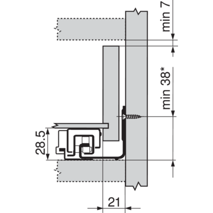 Skrytý pl. MOVENTO 300 mm, TIP-ON 40 kg bez spojky