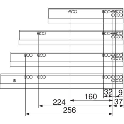 Skrytý pl. MOVENTO 400 mm, TIP-ON 40 kg bez spojky