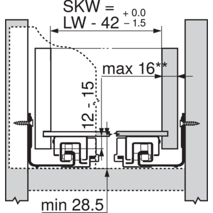Skrytý pl. MOVENTO 450 mm, TIP-ON 40 kg bez spojky