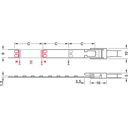 LED pás Häfele  Loox5 LED 3145, 24 V, 8 mm, 160 LED/m, 6 W/m, IP20, 4000 K, neutralna , L 50 m
