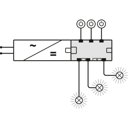 6cestný rozbočovač, Häfele 833.95.829 Loox5, 24 V, 2pólové (jednobarevný)s funkcí spínače až pro 3 s