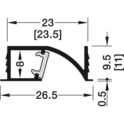 Häfele Loox5 profil 1107 pro osvětlovací LED pásky 5 mm, 833.95.730 asymetrické rozložení světla, 