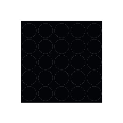 Krytky samolep.fi 14 mm U999 TM9 čierna mat (1 plátok= 25 krytiek)/ 044