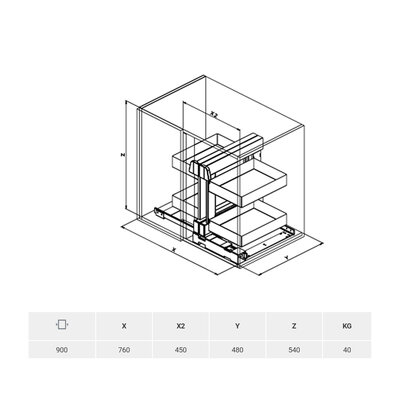 341PRO Koše biele (sada 4 ks ) 900 x 480 pre šírku dvierí 450 mm  / SIGE