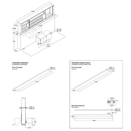 Odsávač pár COPERNICO 180 čierny, montáž do spodnej skrinky