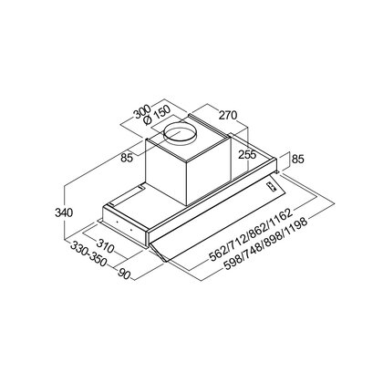 Odsávač pár CASTORE60 INOX, montáž na dno hornej skrinky
