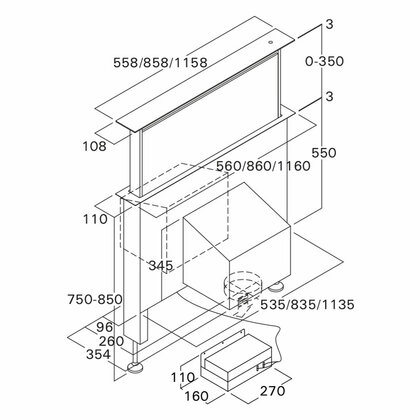Odsávač pár NEWTON 86 INOX, montáž do spodnej skrinky  