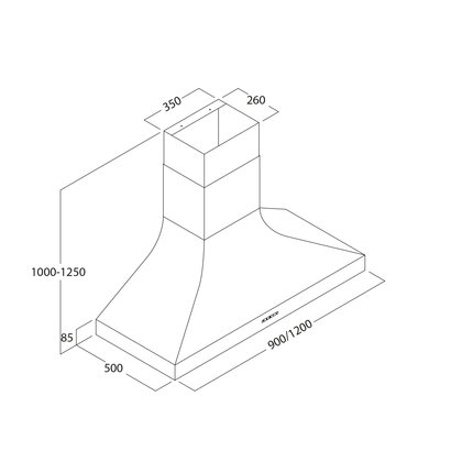 Odsávač pár MONOCEROS 90 TITANIO, montáž na stenu 
