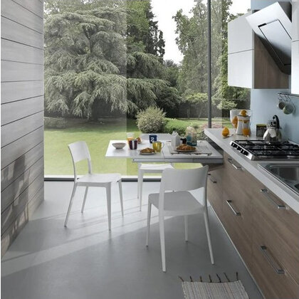 Zásuvkový výsuvný stolový mechanizmus s krytkami LUNCH pre šírku skrinky 900 mm