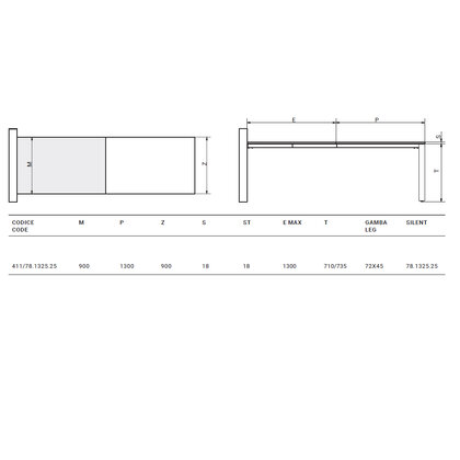 Skladací mechanizmus s krytkami VIOLA CHAIR REVERSE 1300X900 / 2600X900