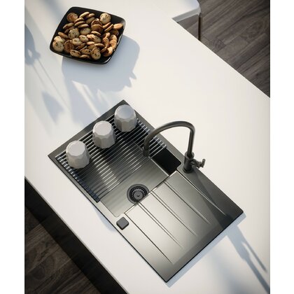 Drez CADIT 20 G91 čierny , 790 X 500 mm , vanička : 375x425x198 mm  BLACK EDITION / Alveus