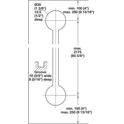 Häfele 407.90.203  Vyrovn. kov. Planofit, pre dvere do 2650 mm, čierne(407.90.209:2+407.90.271:2bal)