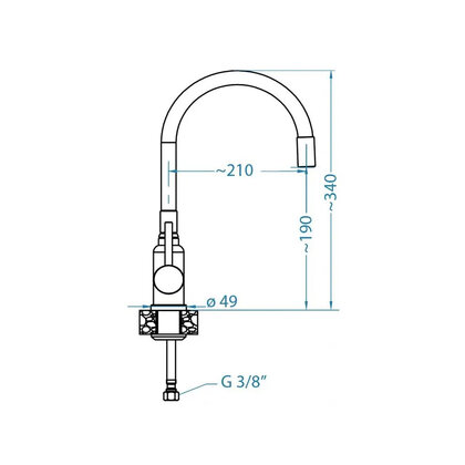 Batéria Mintas s flexibilnou hadicou , G81 BRS sivá / INOX  Alveus