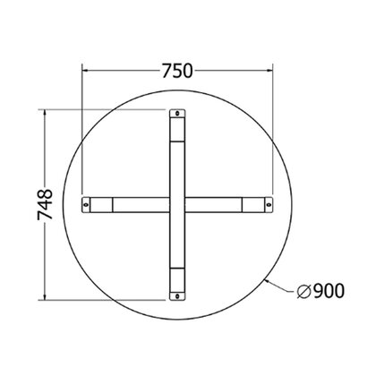 Stolová podnož  ,v:751 x750 pre priemer stola fi 770 do 1000 mm , čierny mat 