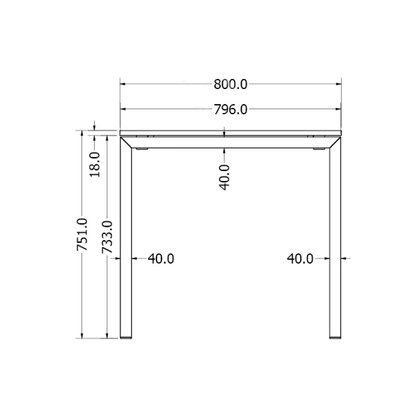 Kancelárska podnož MONA pre stol.dosku od 1600 do 2200 mm x 800 mm  rovná, čierna