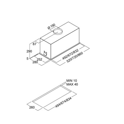 Odsávač pár HADAR 72 INOX, montáž na dno hornej skrinky Odsávač pár HADAR 72 INOX, montáž na dno hornej skrinky