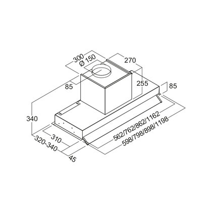 Odsávač pár CANOPO PLUS 60 čierny, montáž na dno hornej skrinky  Odsávač pár CANOPO PLUS 60 čierny, montáž na dno hornej skrinky