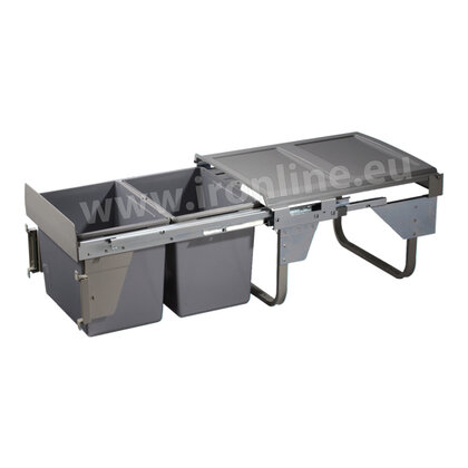 Odpadkový kôš IR530, 15+15l, s tlmením a uchytením na dvierka, do 450mm, sivý /Irone