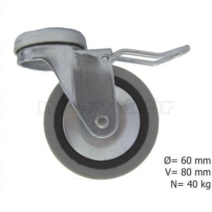 Nábytkové  koliesko 1-0330-60 pogumované s trňom Nábytkové  koliesko 1-0330-60 pogumované s trňom