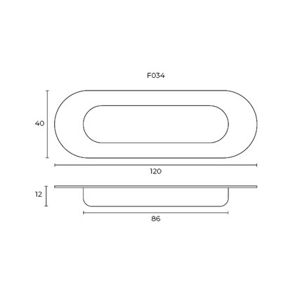 Madlo zápustné F034 120x40x12 mm, inox Madlo zápustné F034 120x40x12 mm, inox
