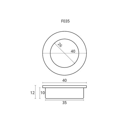 Madlo zápustné F035 40x35x12 mm, inox Madlo zápustné F035 40x35x12 mm, inox