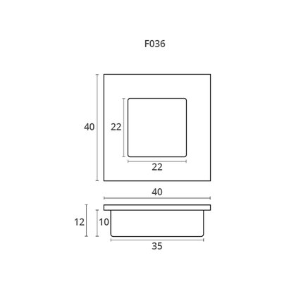 Madlo zápustné F036 40x40x12 mm, inox
