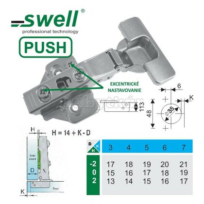PUSH-  záves click-on naložený bez plat. s 2D nastavením /Swell